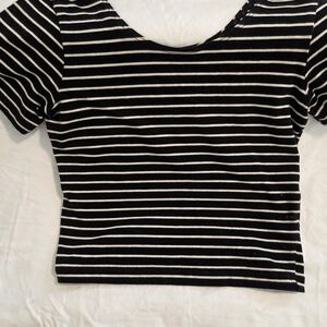 American Apparel Black and White Striped Crop Top